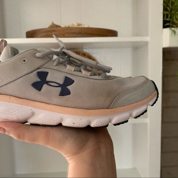 Under Armour Gray Mesh Charged Assert 8 Light Weight Running Sneakers - Picture 3 of 13